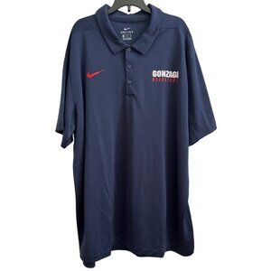 Nike Dri-Fit Gonzaga Basketball Polo Shirt XXL Navy Elite Logo Mens Activewear